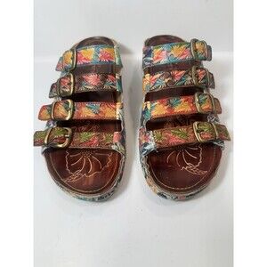 Spring Step L'Artiste Dandi Floral Tie Dye Sandals Size 40 US 9 Slip On EUC